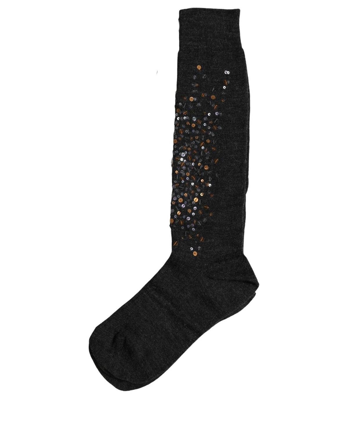 Dolce & Gabbana Dark Gray Sequined Wool Knee High Socks
