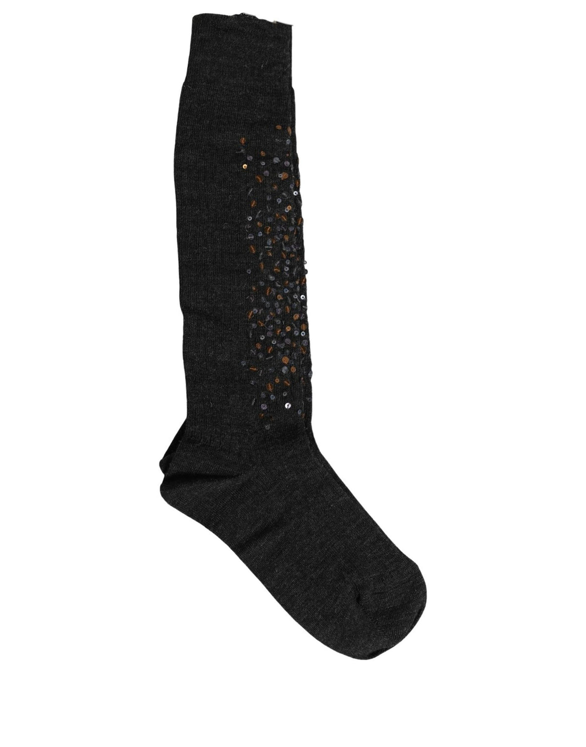 Dolce & Gabbana Dark Gray Sequined Wool Knee High Socks