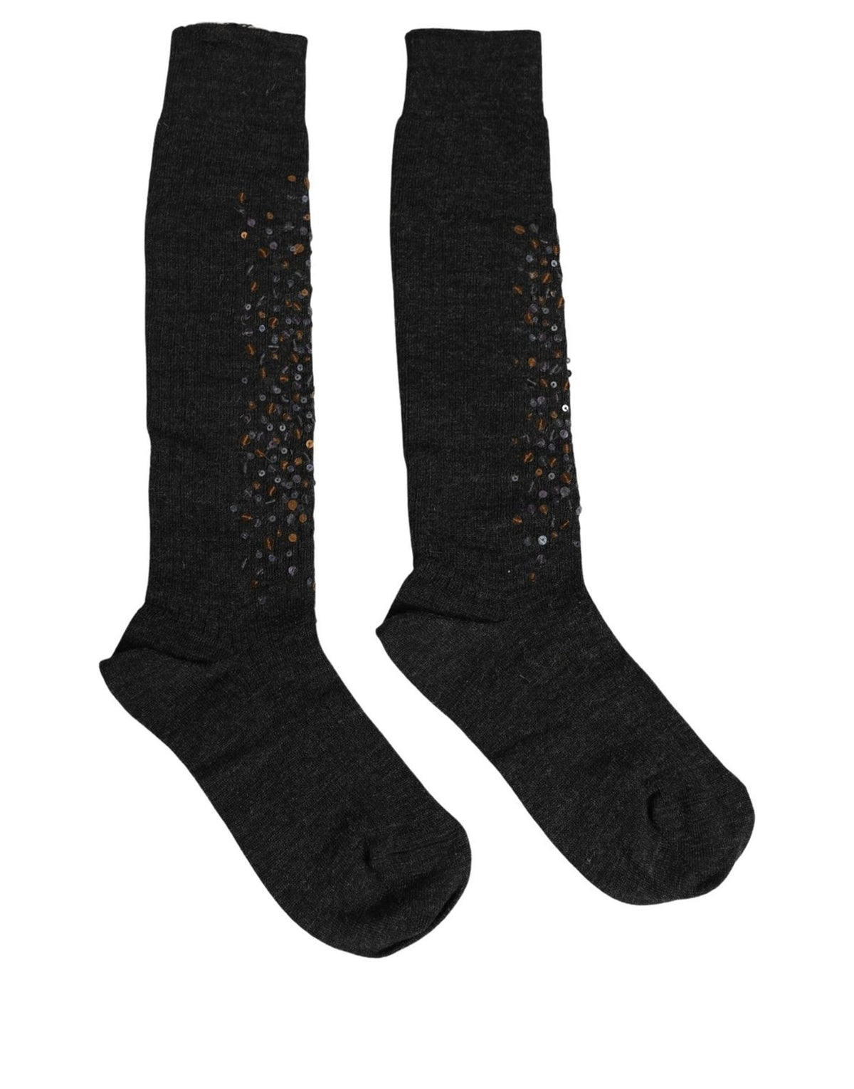 Dolce & Gabbana Dark Gray Sequined Wool Knee High Socks