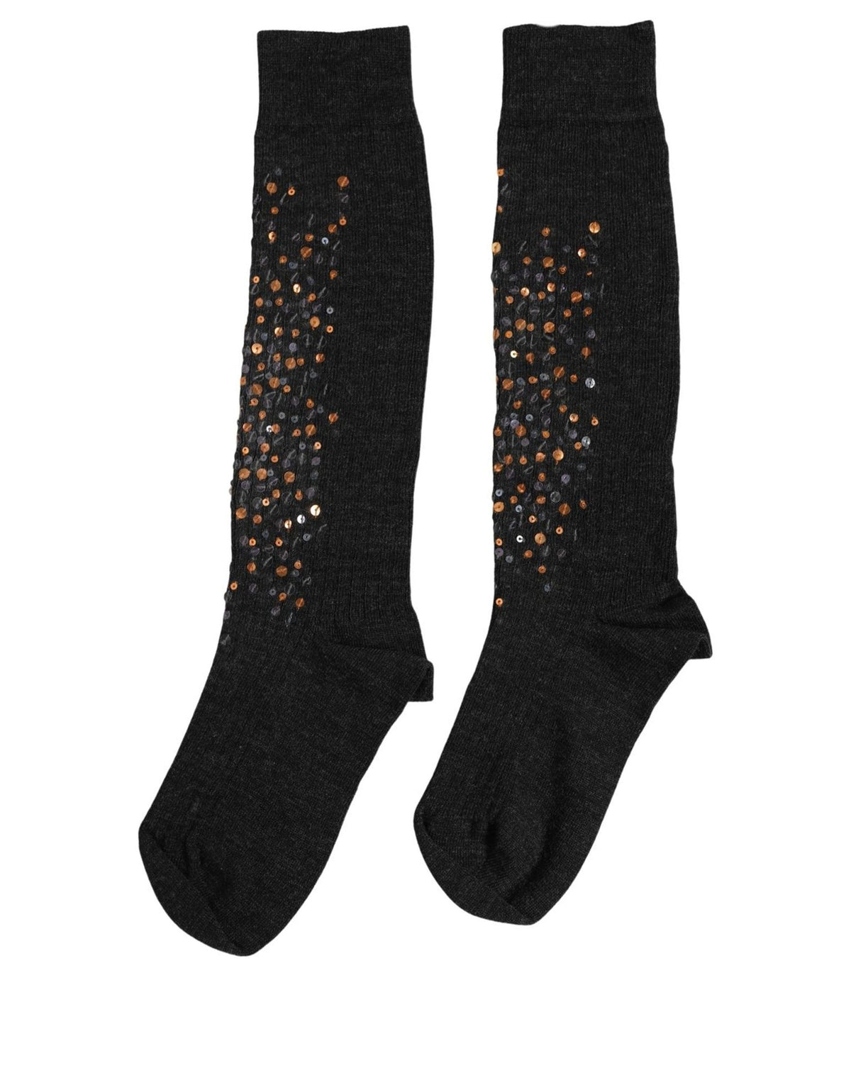 Dolce & Gabbana Dark Gray Sequined Knee High Socks