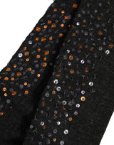 Dolce & Gabbana Dark Gray Sequined Wool Knee High Accessory Socks