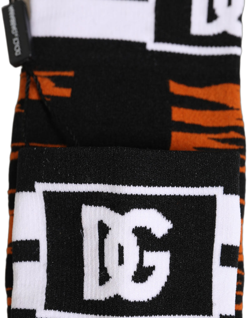 Dolce & Gabbana Orange Black Tiger Stripe Knee High Socks