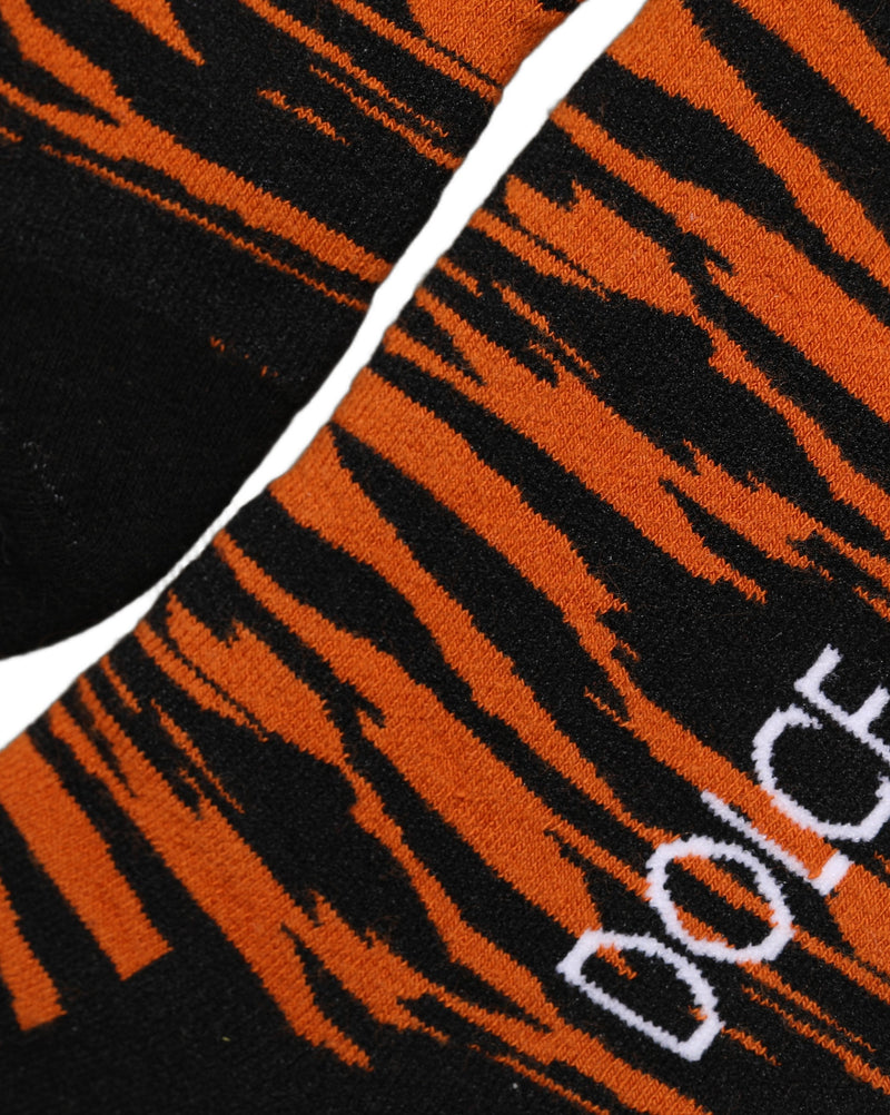 Dolce & Gabbana Orange Black Tiger Stripe Knee High Socks