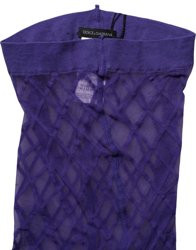 Dolce & Gabbana Purple Nylon Fishnet Pantyhose Stockings