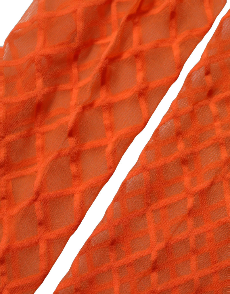 Dolce & Gabbana Orange Nylon Fishnet Pantyhose Stockings
