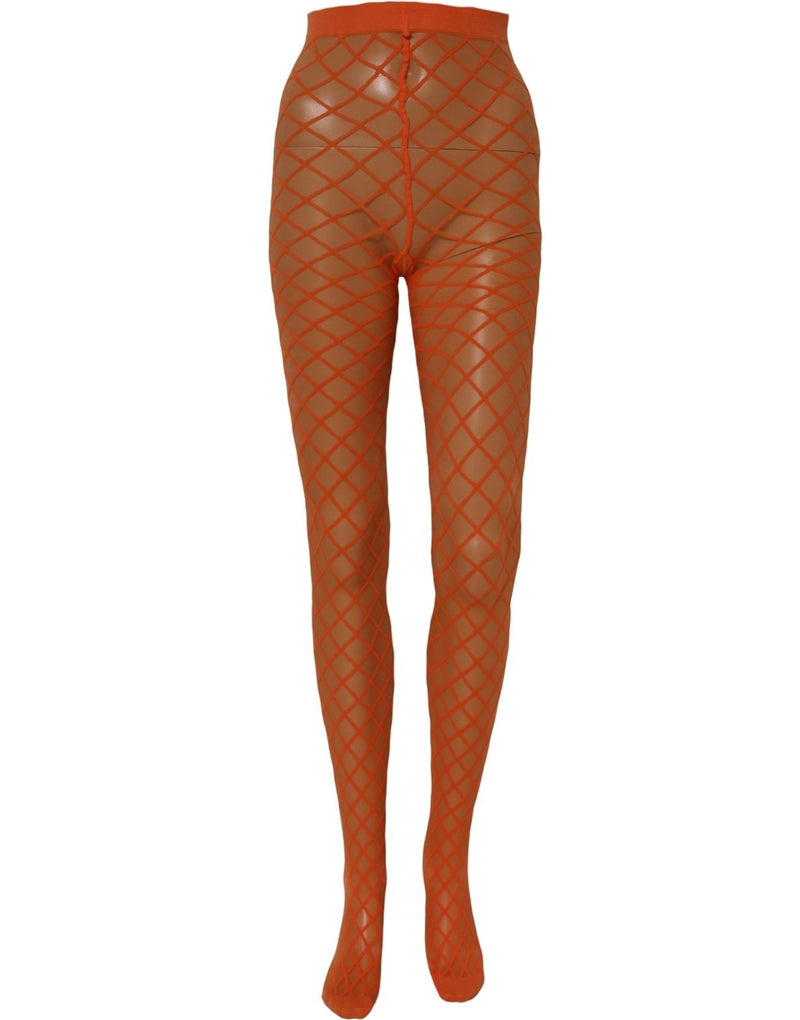 Dolce & Gabbana Orange Nylon Fishnet Pantyhose Stockings