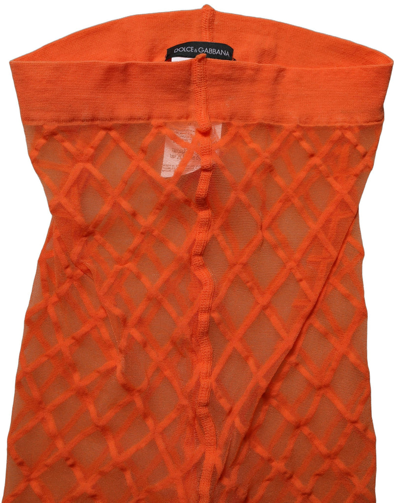 Dolce & Gabbana Orange Nylon Fishnet Pantyhose Stockings