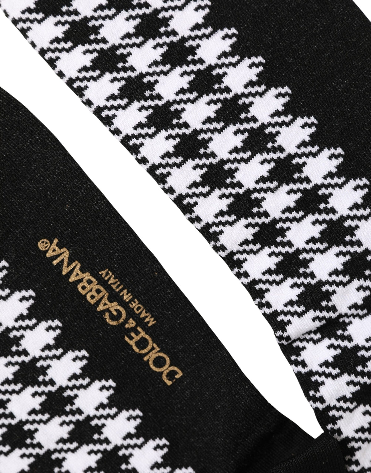 Dolce & Gabbana Black White Houndstooth Mid Calf Socks