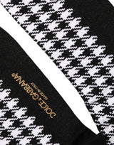 Dolce & Gabbana Black White Houndstooth Mid Calf Socks