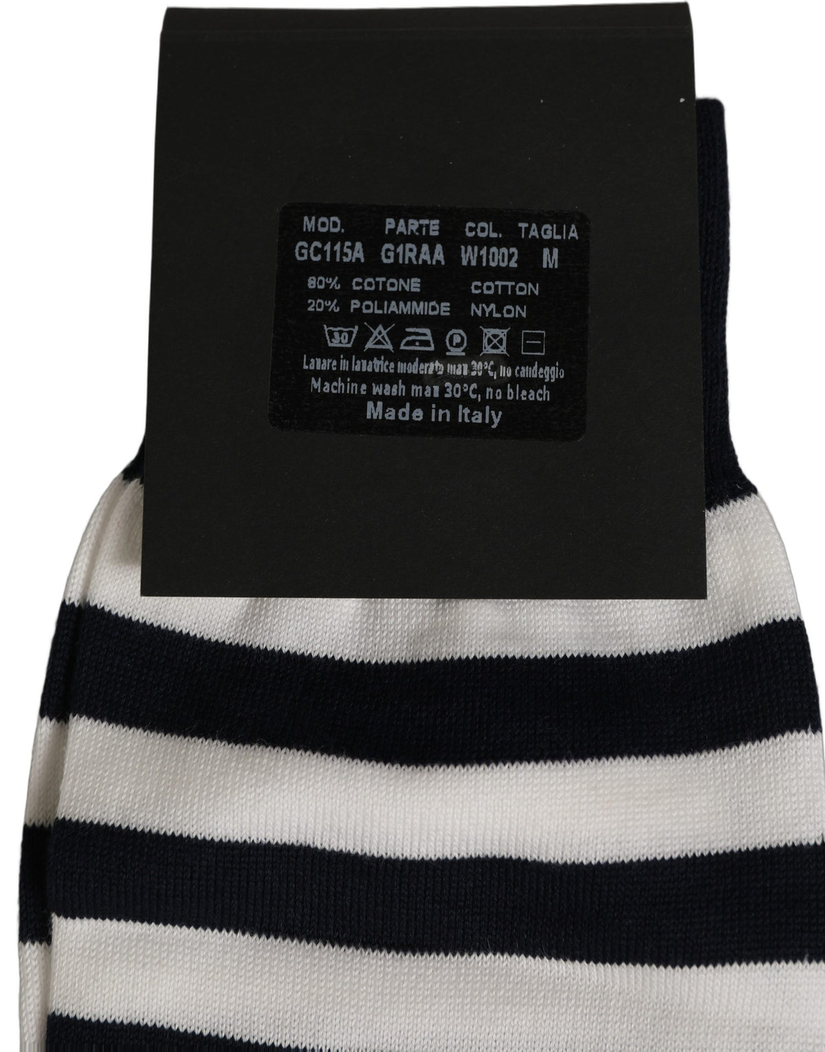 Dolce & Gabbana Black White Stripes Cotton Mid Calf Accessory Socks