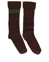 Dolce & Gabbana Brown Embroidered Mid Calf Socks for Women