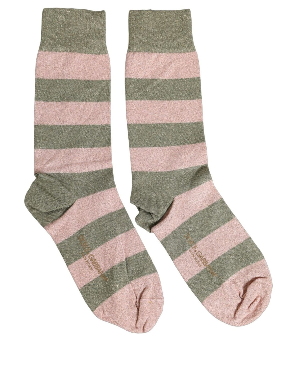 Dolce & Gabbana Gray Pink Stripes Mid Calf Socks
