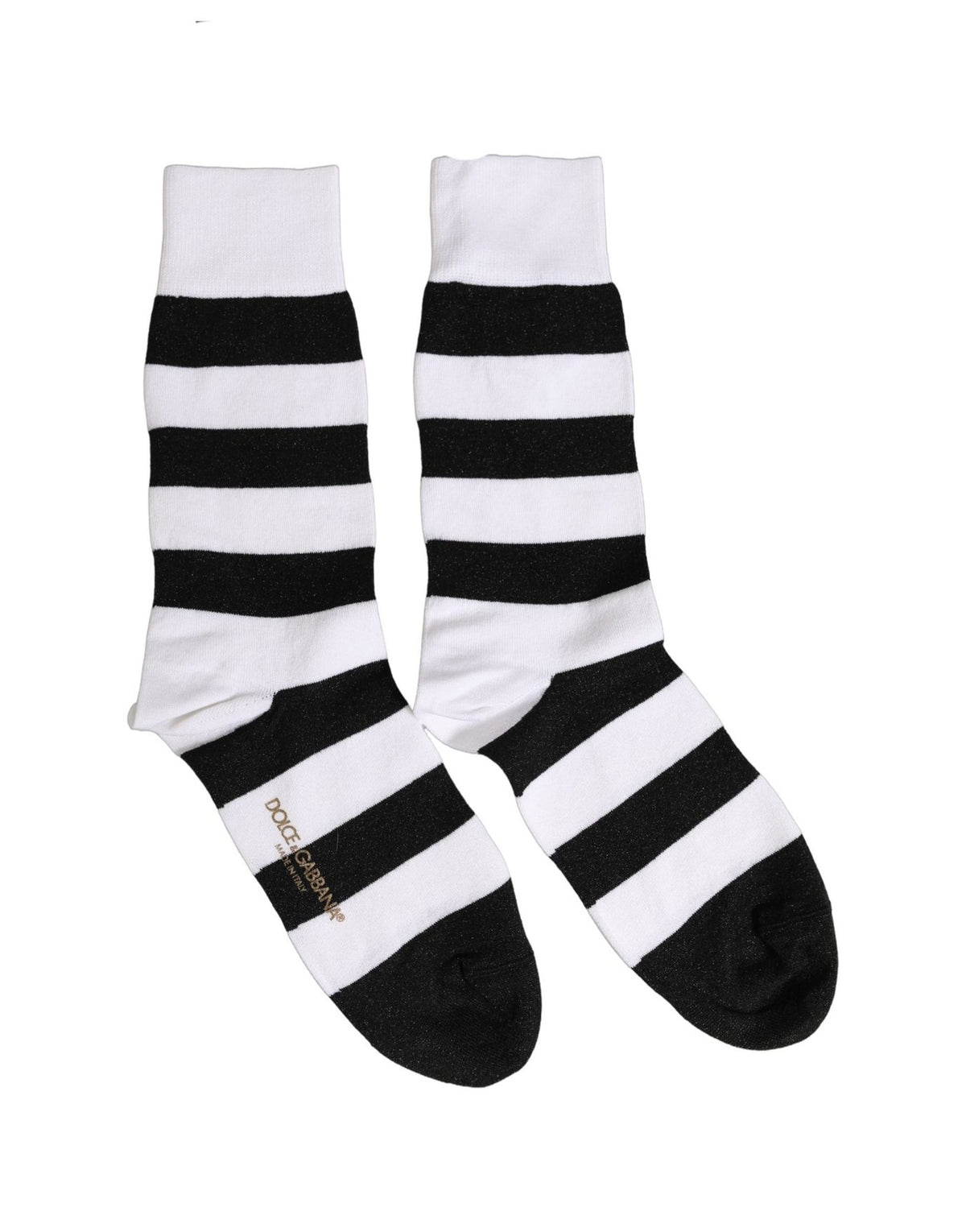 Dolce & Gabbana Black White Stripes Mid Calf Accessory Socks