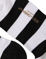 Dolce & Gabbana Black and White Stripes Mid Calf Socks