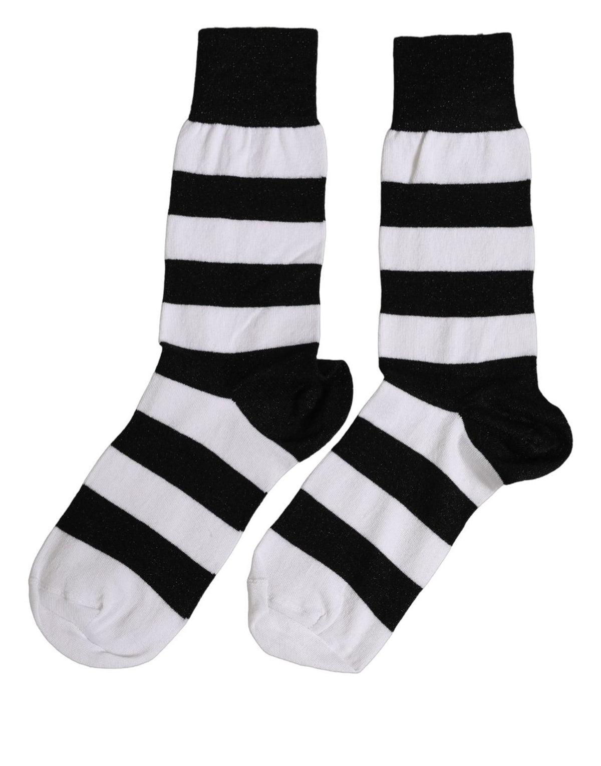 Dolce & Gabbana Black and White Stripes Mid Calf Socks