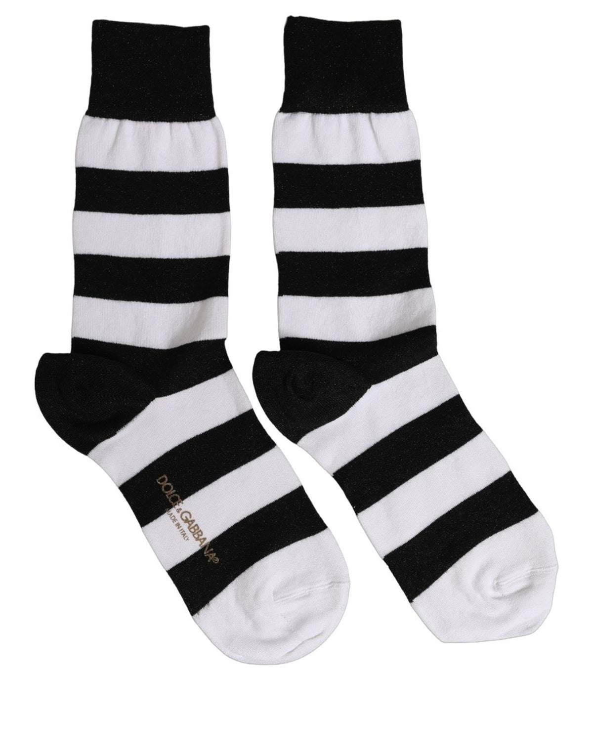 Dolce & Gabbana Black and White Stripes Mid Calf Socks