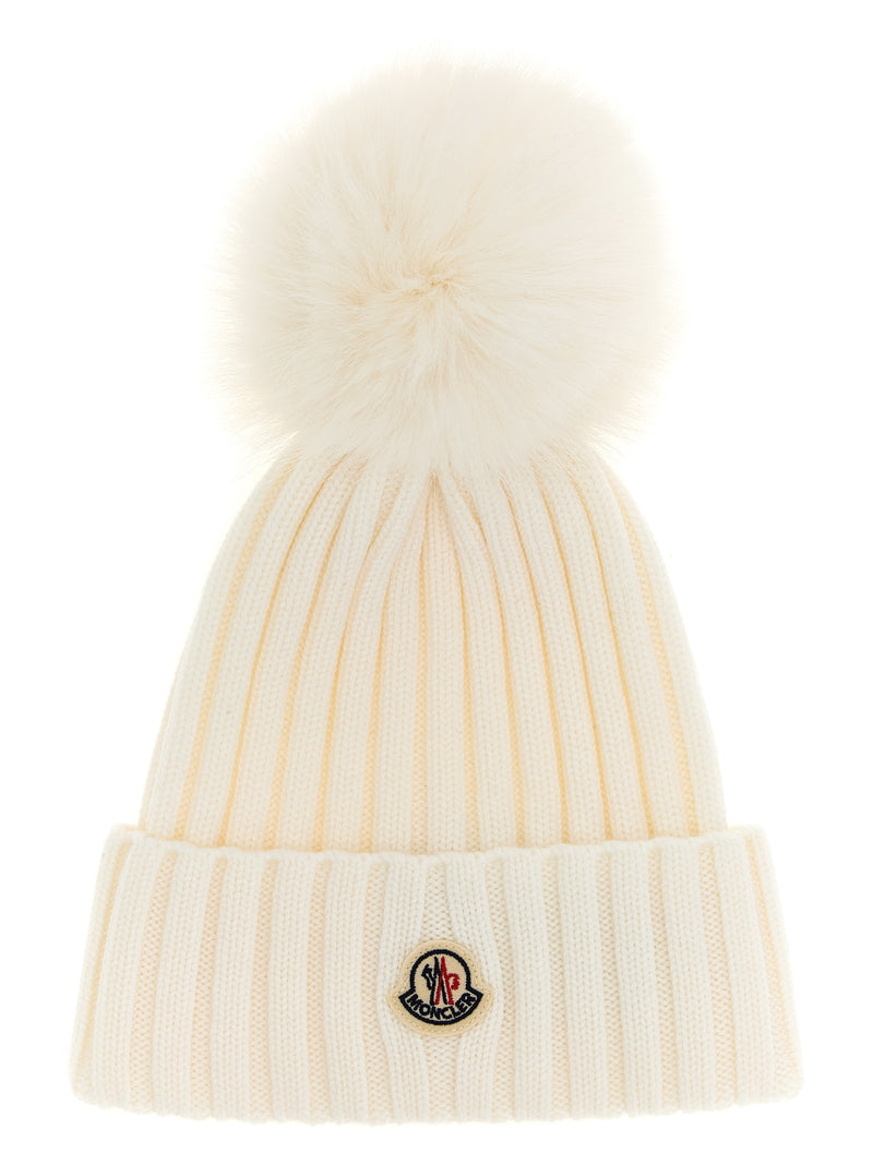 Moncler White MicroModal Beanie - Stylish Winter Accessory