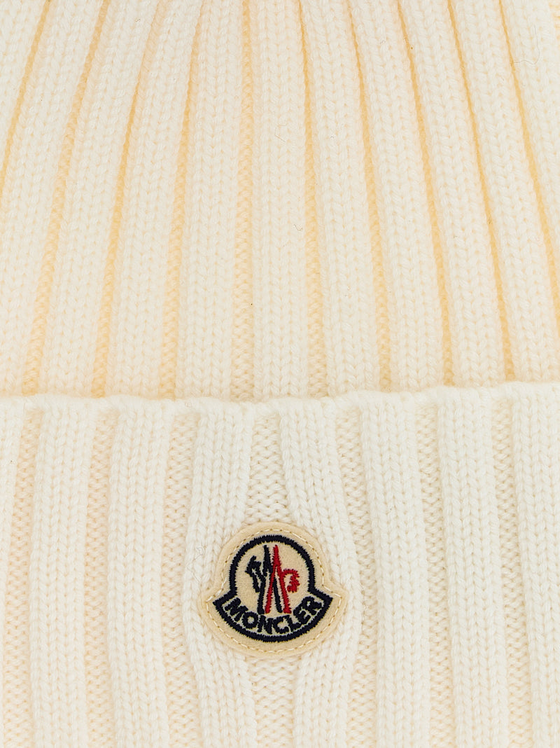 Moncler White MicroModal Beanie - Stylish Winter Accessory