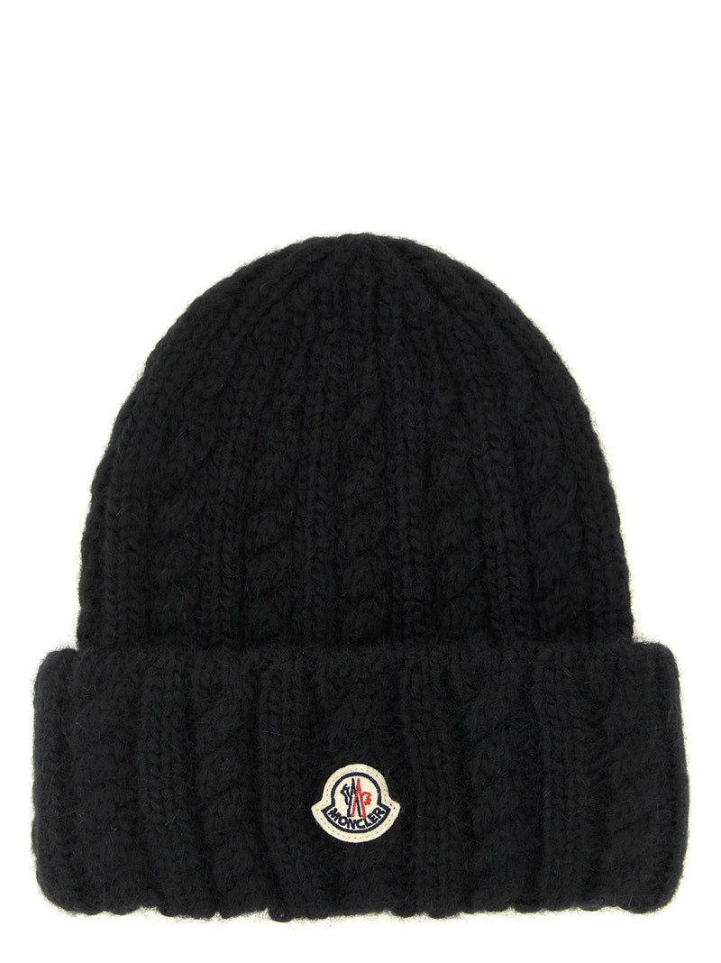 Moncler Black Alpaca Leather Beanie