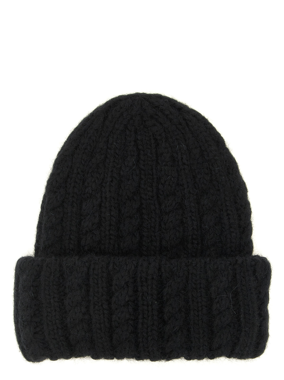 Moncler Black Alpaca Leather Beanie