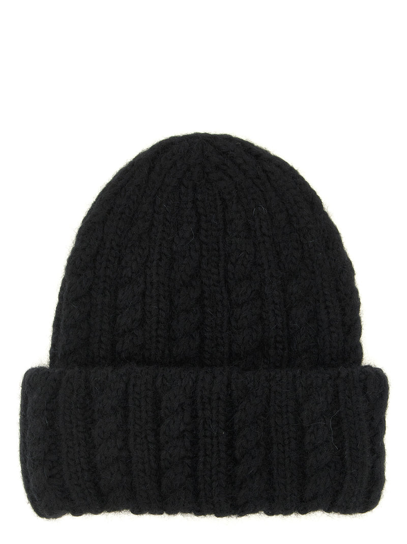 Moncler Black Alpaca Leather Beanie