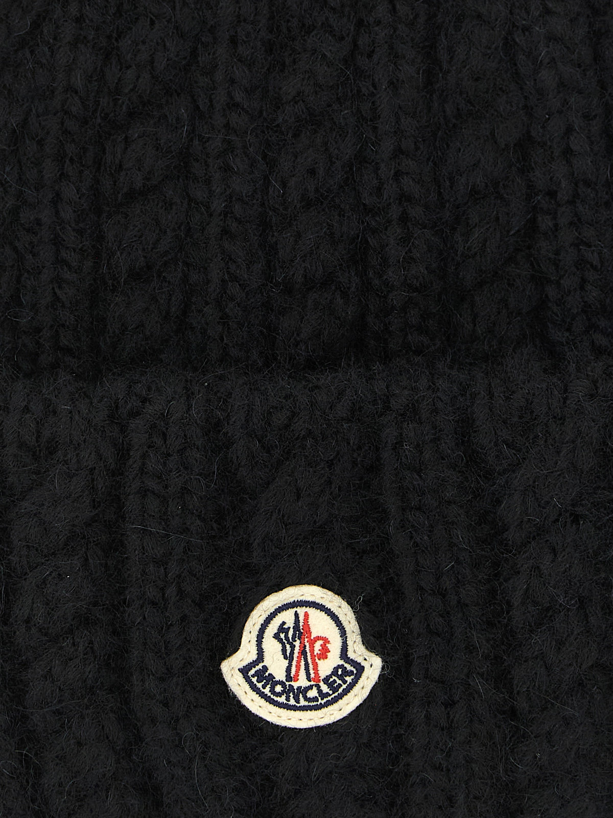 Moncler Black Alpaca Leather Beanie