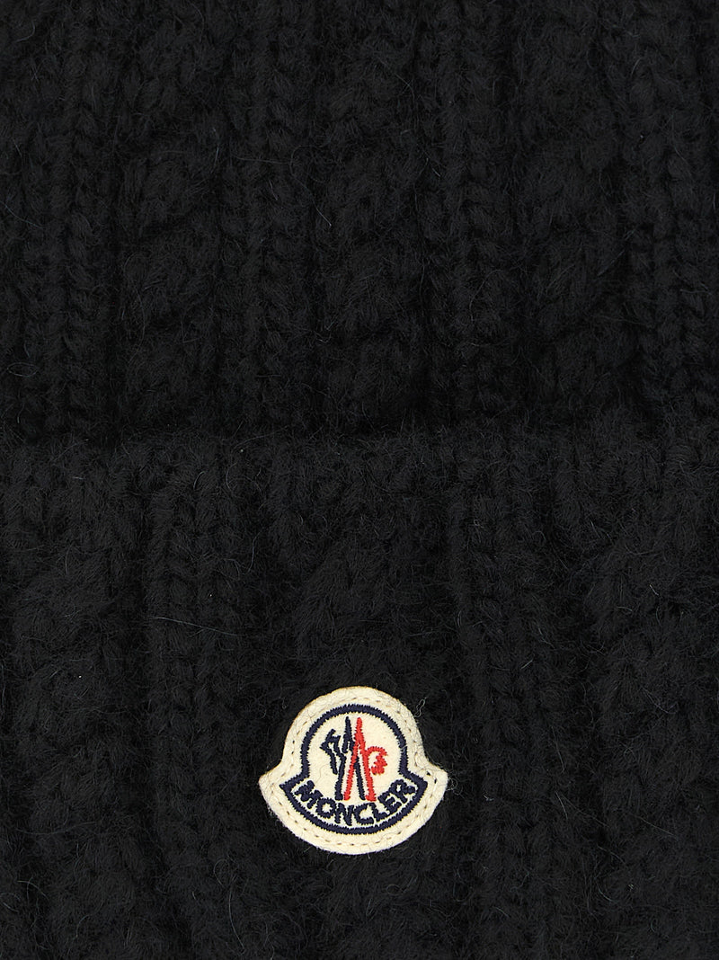 Moncler Black Alpaca Leather Beanie