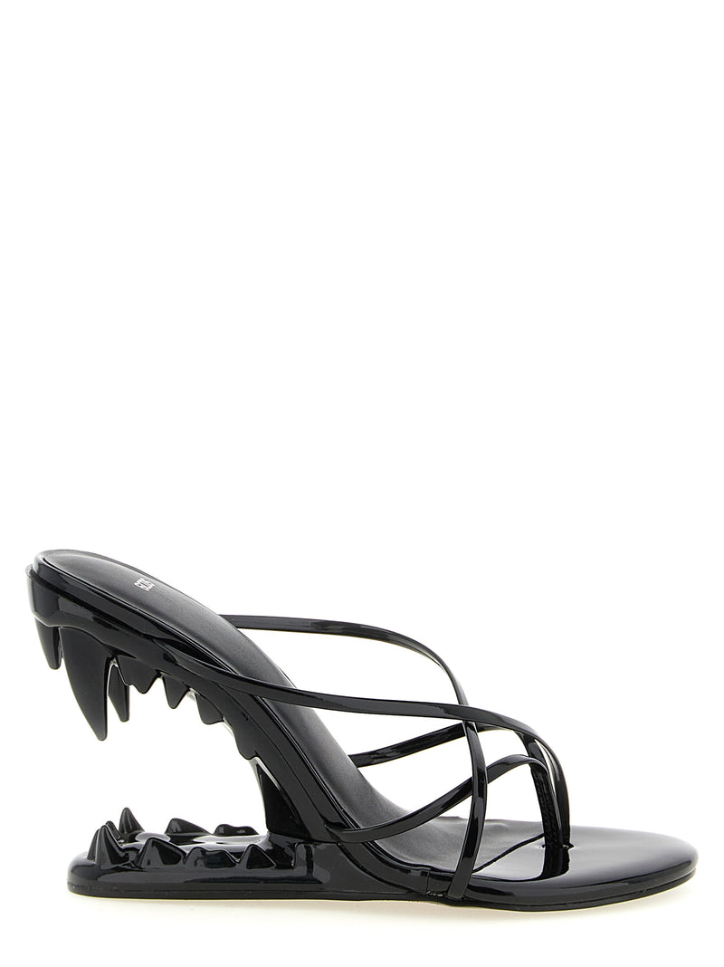 GCDS Morso Thong Black Stiletto Heel Sandals