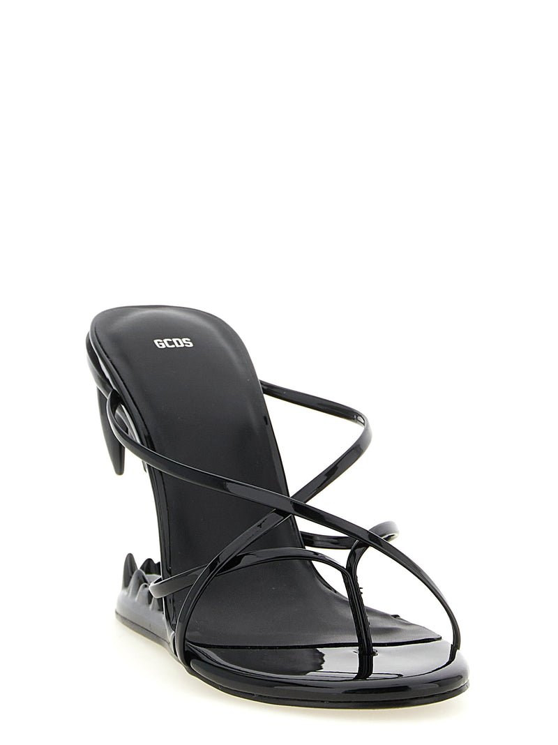 GCDS Morso Thong Black Stiletto Heel Sandals