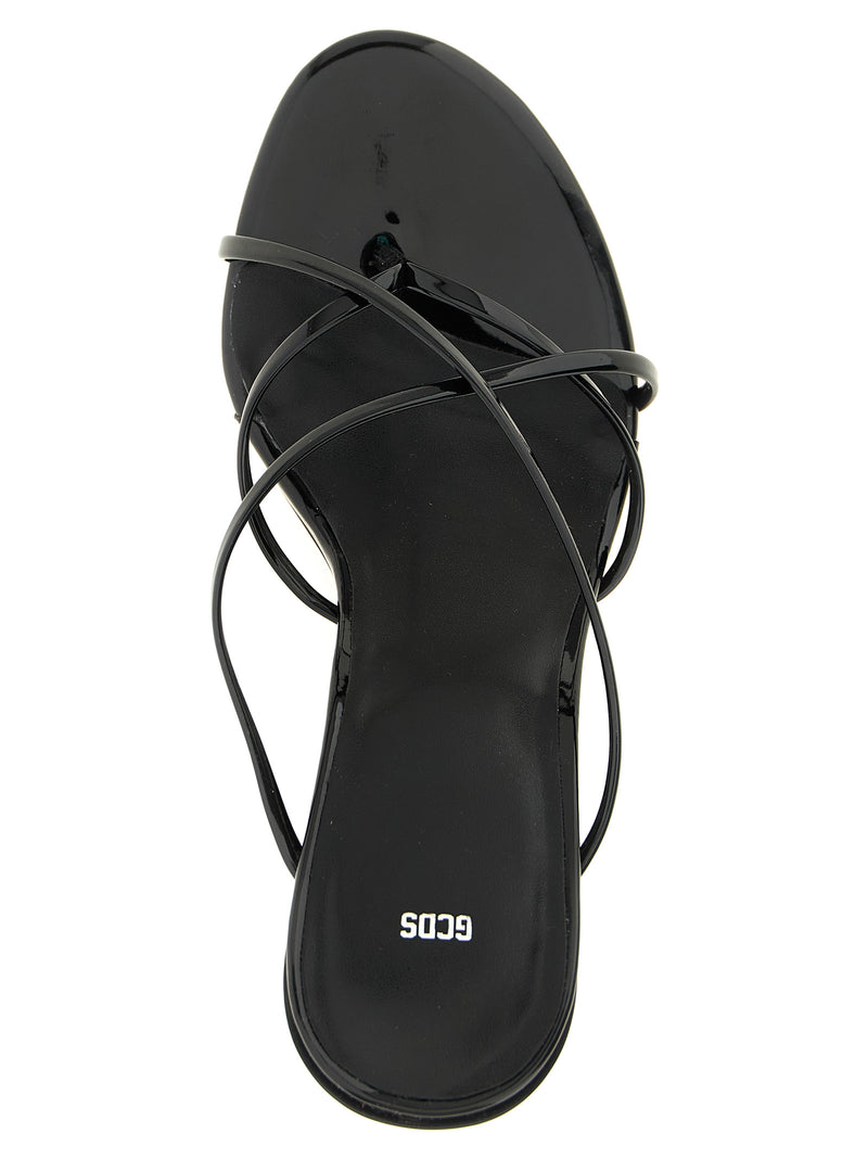 GCDS Morso Thong Black Stiletto Heel Sandals