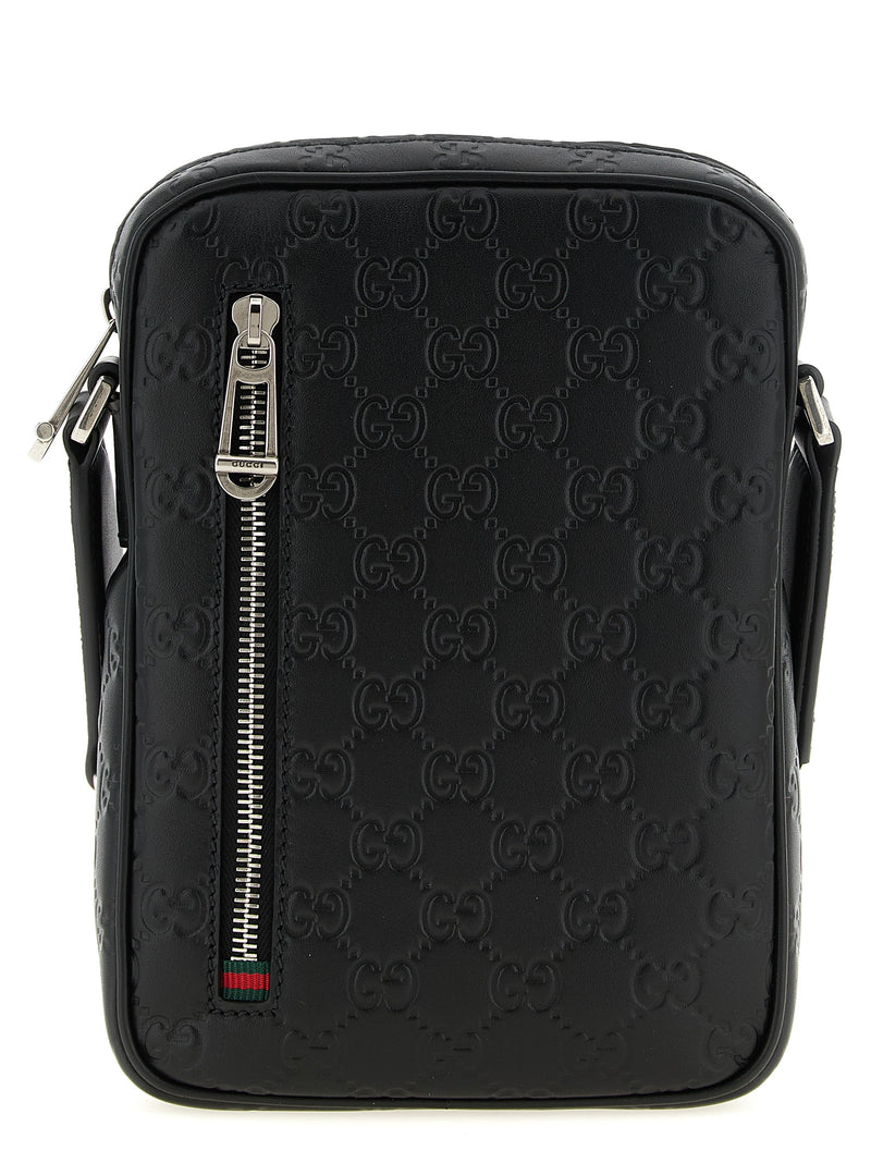 Gucci Black Calfskin Crossbody Bag - GG Emblem Design