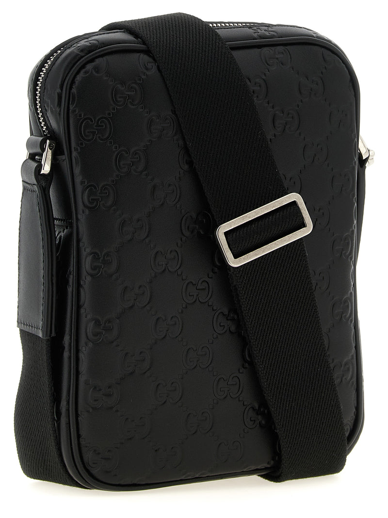 Gucci Black Calfskin Crossbody Bag - GG Emblem Design