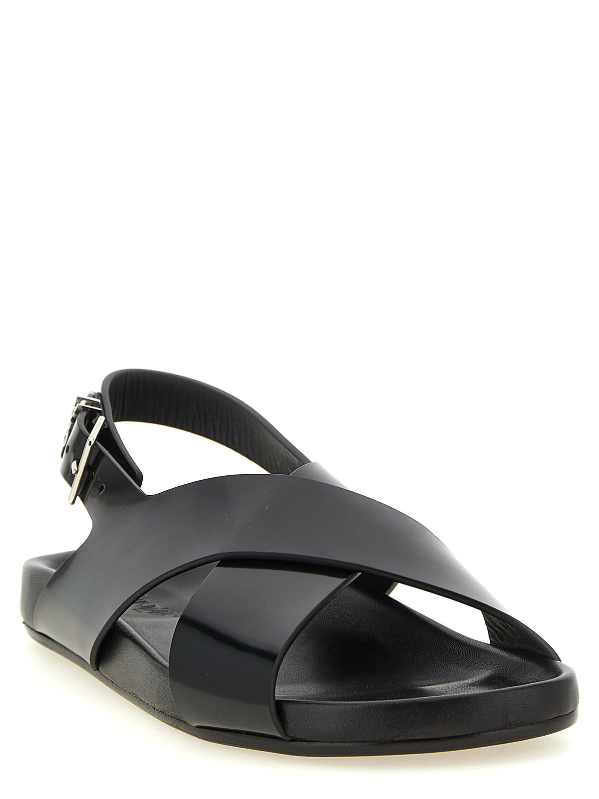 Saint Laurent Black Calfskin Flat Sandals