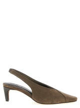 Brunello Cucinelli Gray Calfskin Mid Heel Pumps