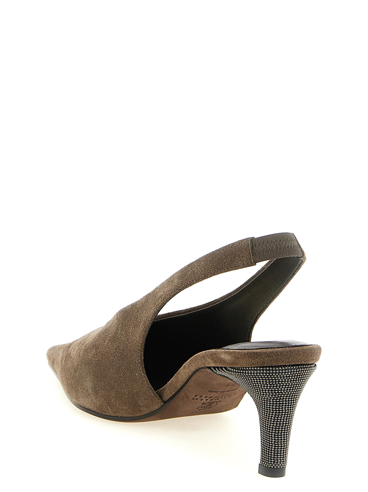 Brunello Cucinelli Gray Calfskin Mid Heel Pumps