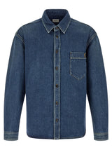 Saint Laurent Blue Cotton Blouse