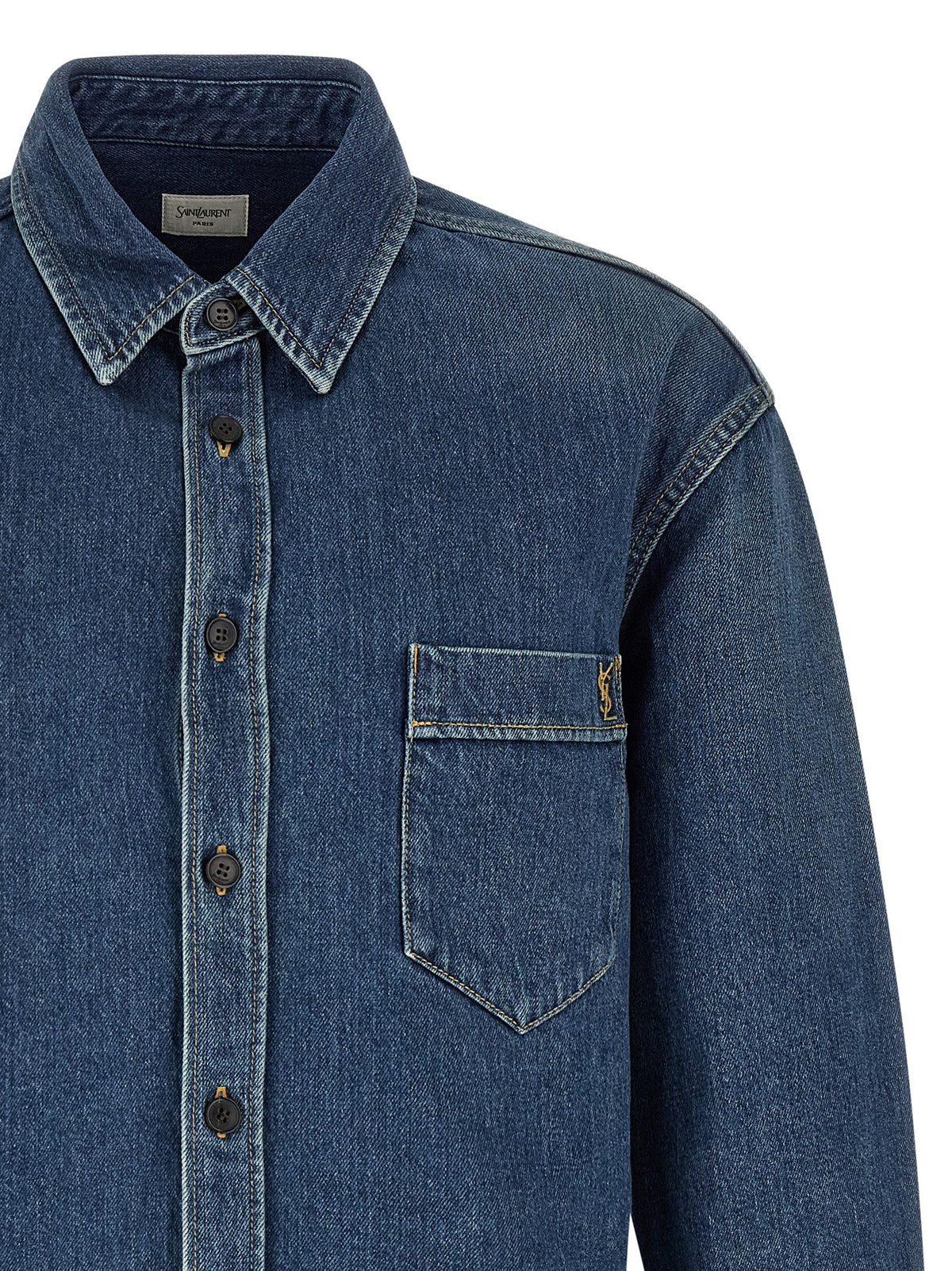 Saint Laurent Blue Cotton Blouse