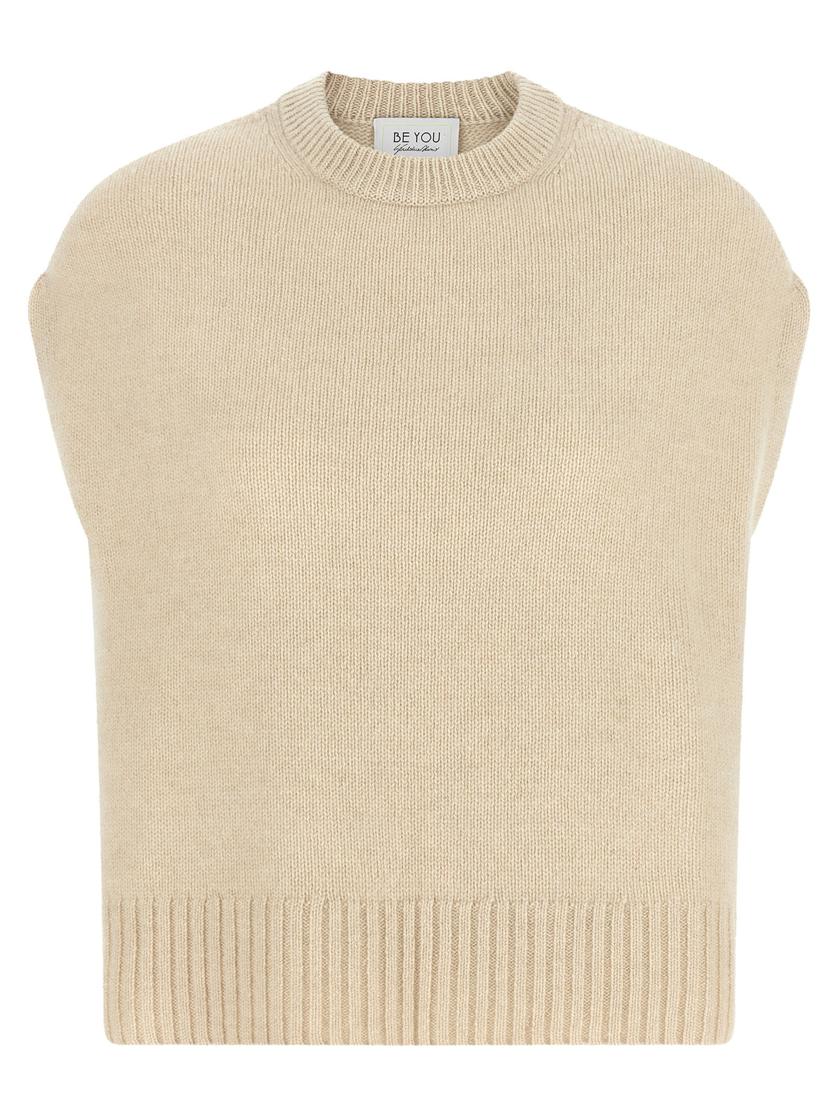 BE YOU Beige Cashmere Sleeveless Jacket