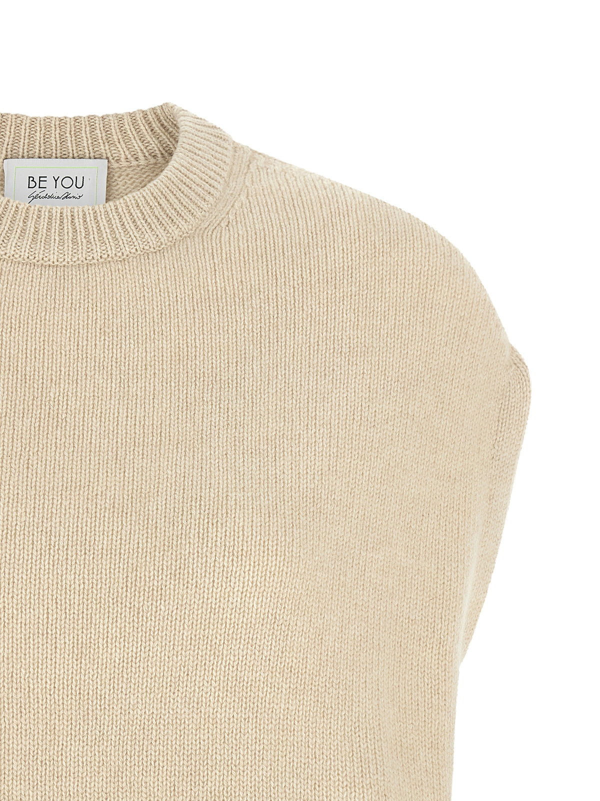 BE YOU Beige Cashmere Sleeveless Jacket