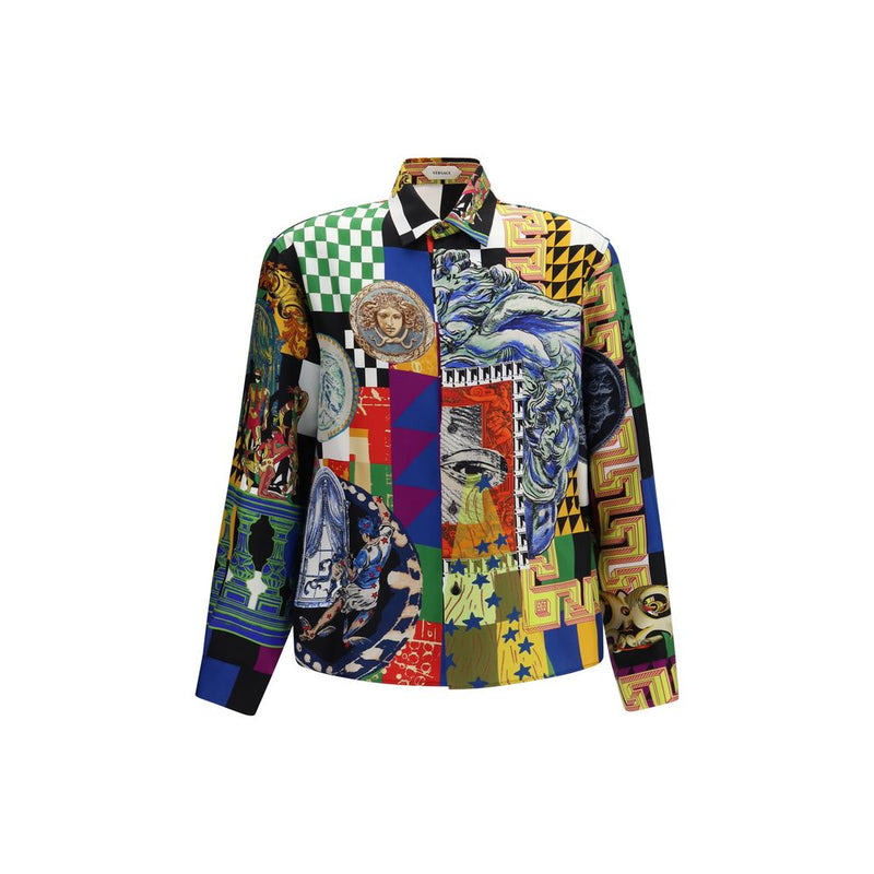 Versace Multicolor Silk Pattern Shirt - Medusa Print