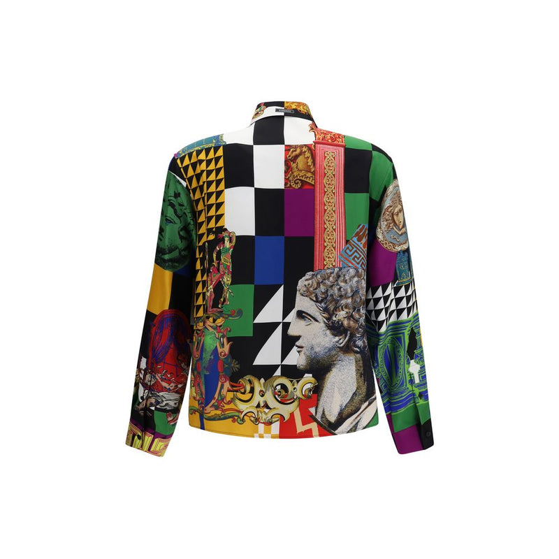 Versace Multicolor Silk Pattern Shirt - Medusa Print