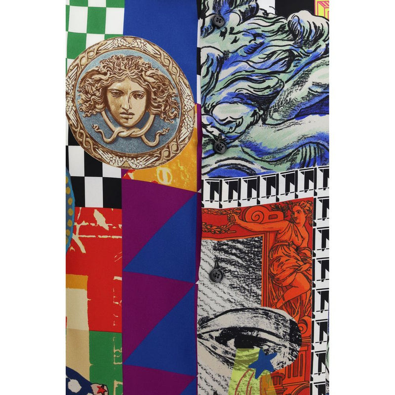Versace Multicolor Silk Pattern Shirt - Medusa Print