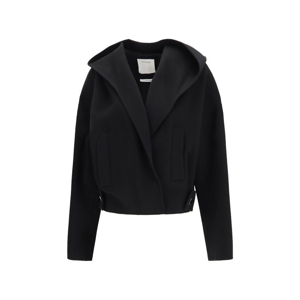 Max Mara Black Wool Oves Aries Full-Length Jacket