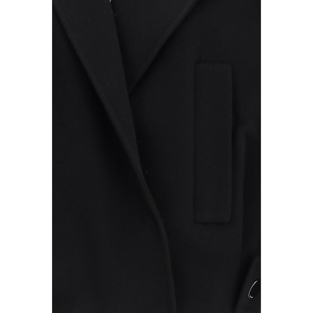 Max Mara Black Wool Oves Aries Full-Length Jacket