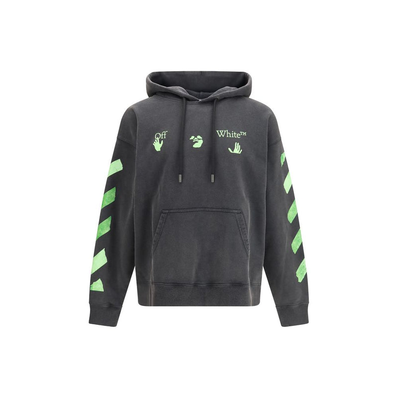 Off-White Bacco Arrow Gray Cotton Hooded Sweatshirt