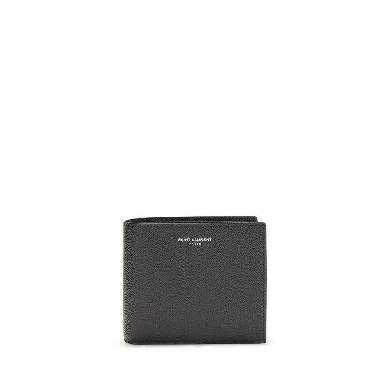 Portefeuille Saint Laurent en Cuir de Veau Noir Bos Taurus
