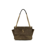 Saint Laurent Bicolor Suede Leather Shoulder Bag
