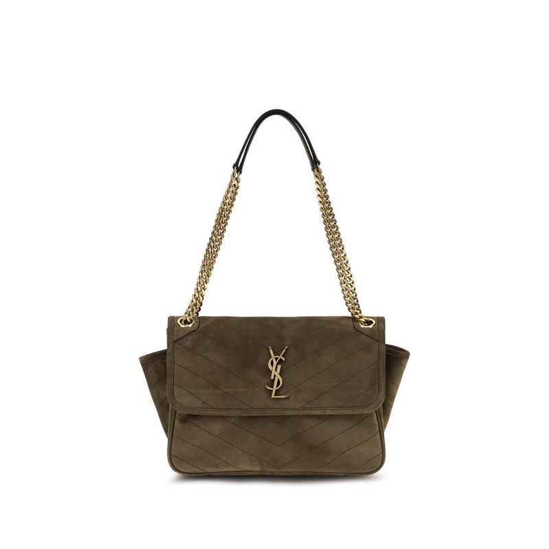 Saint Laurent Niki Tripouch Bicolor Suede Leather Shoulder Bag