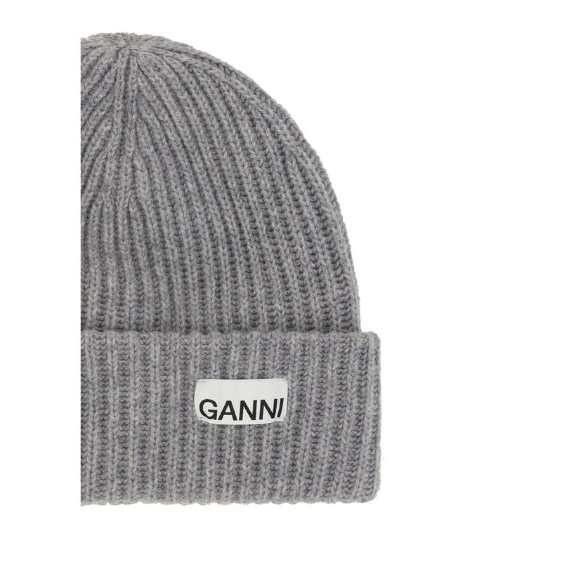 Ganni Gray Wool Oves Aries Beanie