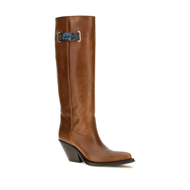 Chloé Brown Calf Leather Bos Taurus Over The Knee Boots